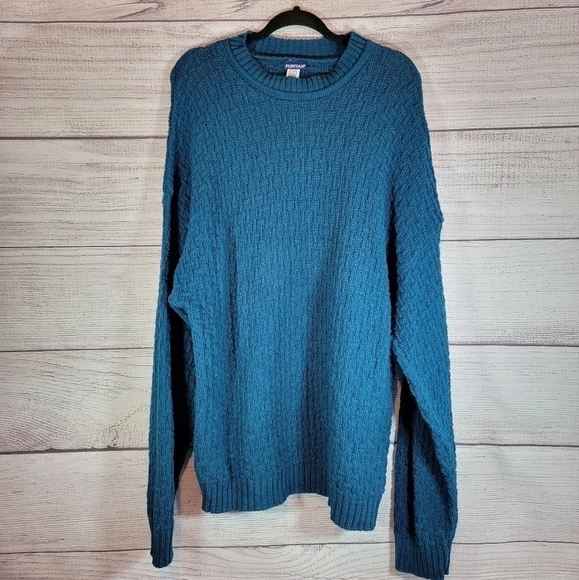 Puritan Sweaters - 𝅺PURITAN Knit Cotton Crew Neck Sweater Blue Size X-Large Men's